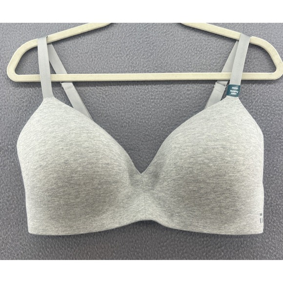 Tommy John Bra Womens Sz 36DD Gray T Shirt Cool Cotton Lightly Wireless - Picture 1 of 10